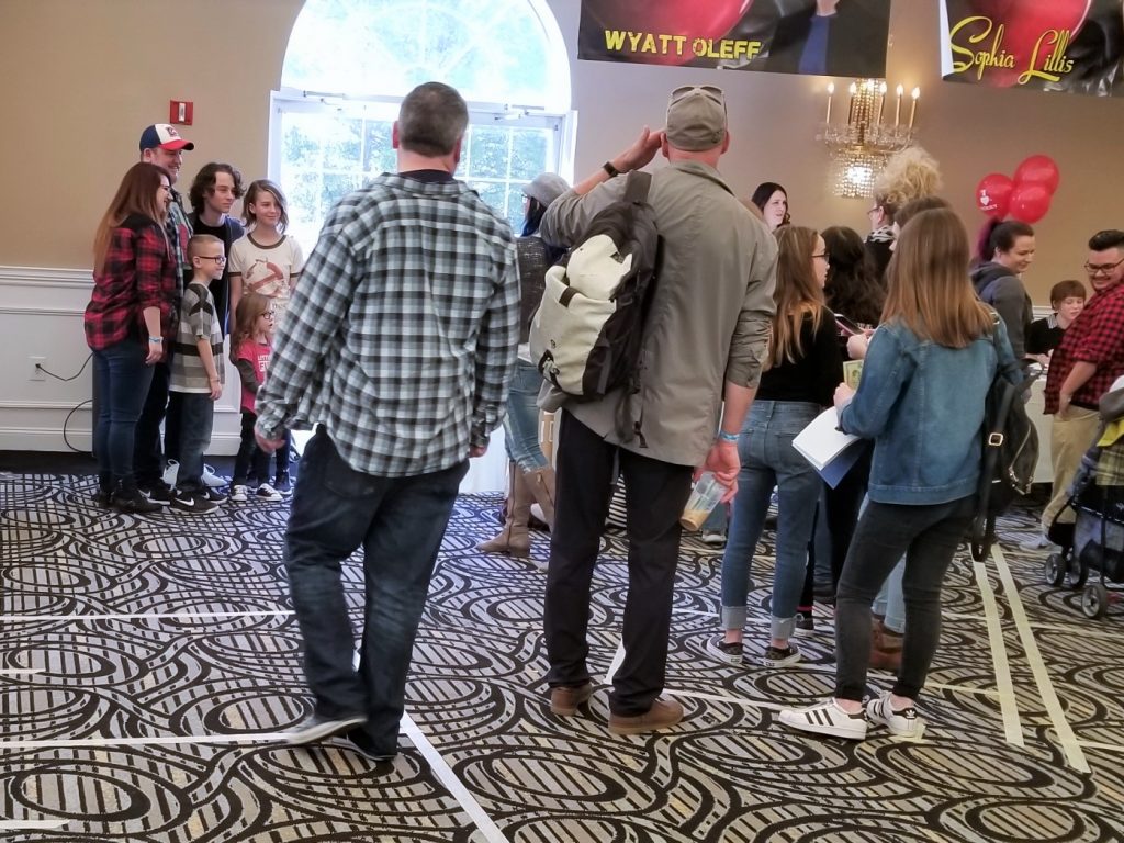 Fans line up to meet stars at Monster Mania 39 on Sunday.