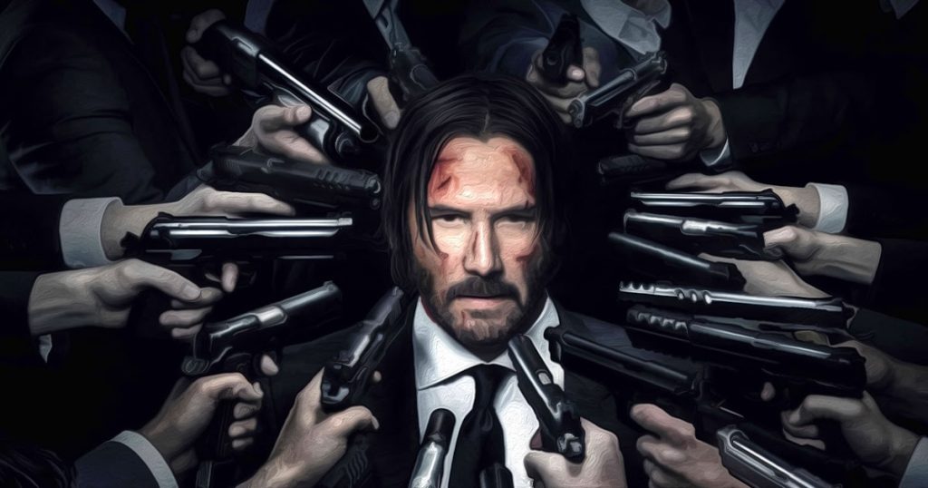 john wick surrounded by guns