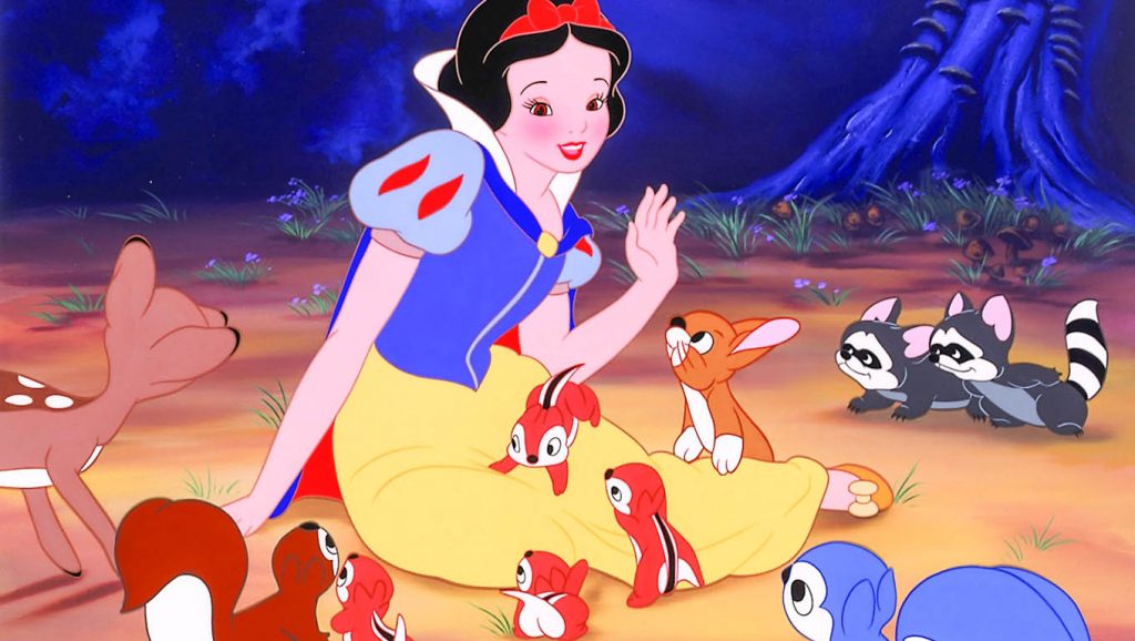 snow white surrounded by animals