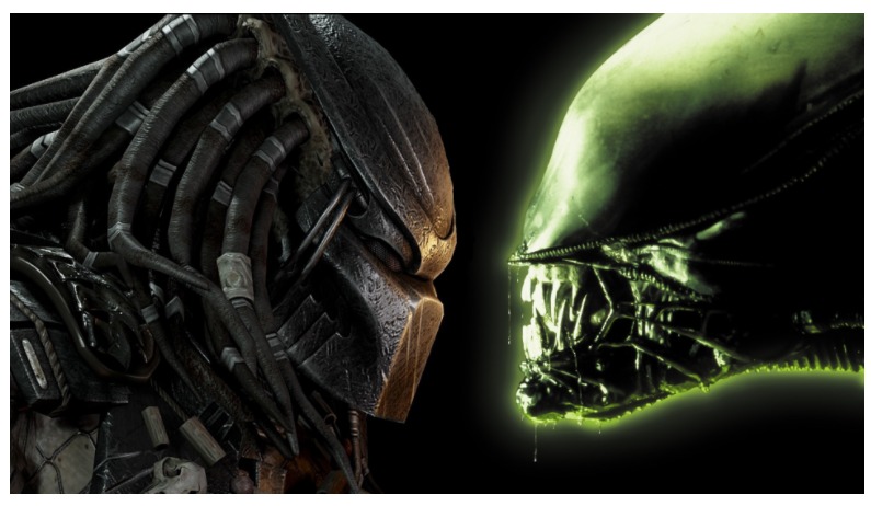 predator and alien face to face
